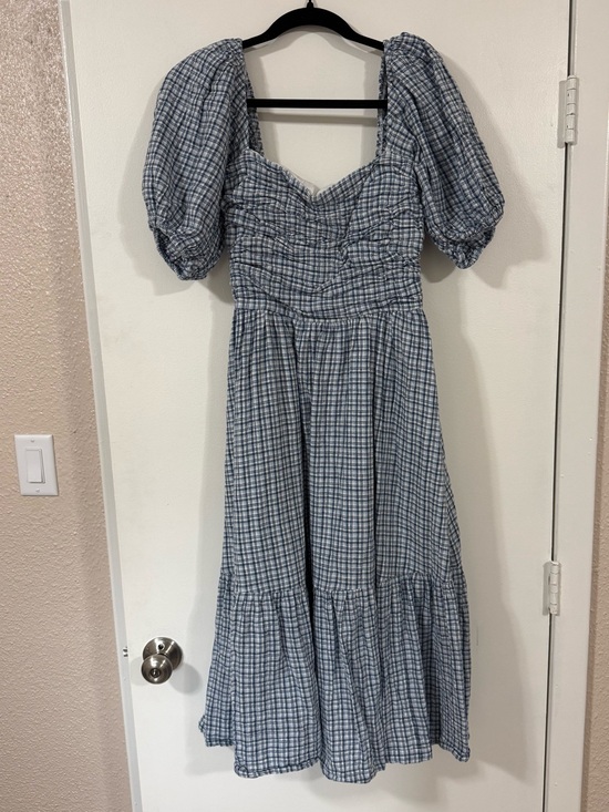 Abercrombie & Fitch Dresses & Skirts - Abercrombie & Fitch Emerson Plaid Puff-Sleeve Midi Dress